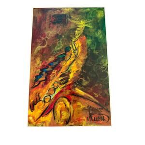 Abstract Jazz Saxophone Art Print Signed Larry Stevens 2006